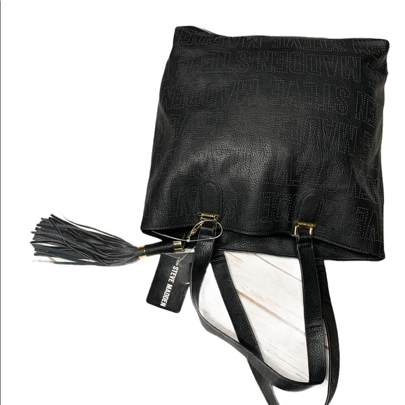 Steven Madden Black Bsaylor Logo Tassel Tote - Picture 3 of 6